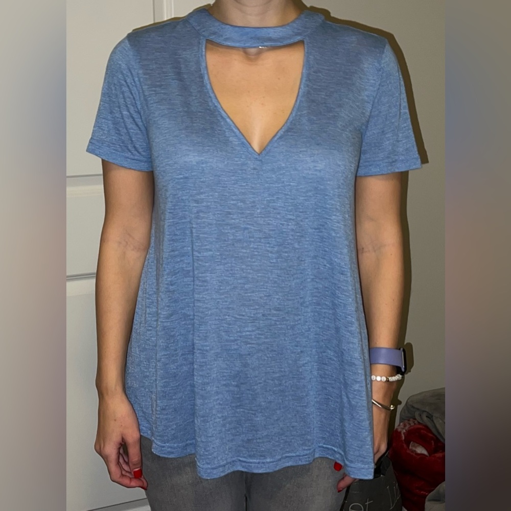 Blue Cut-Out Shirt